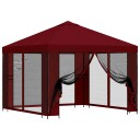 vidaXL Hagepaviljong med sidevegger 3 x 3 m Burgunder