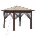 vidaXL Gazebo med 4 sidevegger 2,6 x 2,6 m Krem og brun