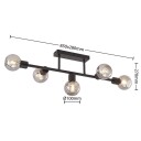 Lindby Biscala taklampe 5 lyskilder svart/røyk