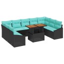 vidaXL Hagesofa Set 10 stk. 9 Antall seter Svart og teal