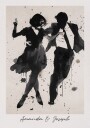 Silhuette av dansende par Ink Kunst Plakat / 100x150