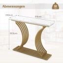 Hvitt konsollbord i imitert marmor – gullfargede metallben enkel montering