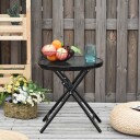 Sammenleggbart rundt sidebord i sort metall Ø45 cm
