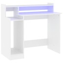 vidaXL Skrivebord med LED-lys hvit 97x45x90 cm konstruert tre