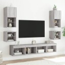  Veggmontert nattbord med LED-lys grå sonoma 8721012257078