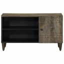  TV benk lysegrå 80x31,5x46 cm heltre mango
