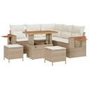  8 Delt Hagesofa Sett med Puter Beige Poly Rotting Akasie