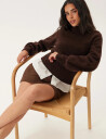 Bubbleroom Volume Sleeve Knitted Sweater - Brown - L