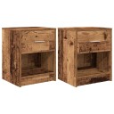  Nattbord 2 stk med skuff gammelt tre 40x34x50 cm