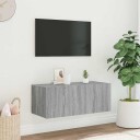 vidaXL Vegghengt TV-benk med LED grå sonoma 80x35x31 cm 8721012258754