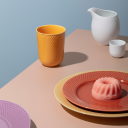 Lyngby Porcelæn Rhombe tallerken terrakotta 23 cm