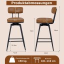 Svingbare barkrakker sett med 2 – brun ergonomisk 360 graders rotasjon