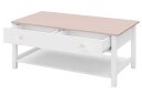 Hilts Sofabord 110 cm med Oppbevaringsskuffer + Hylle - Hvit/Rosa