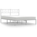 vidaXL Sengeramme i metall med sengegavl hvit 150x200 cm
