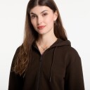 Calvin Klein Jeans Ls Terry Logo Waist Cropped Fz H   Brown   XS