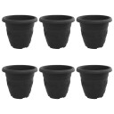 vidaXL Rund Blomsterpotte 6 pcs Svart Ø 22 x 18 cm Plast