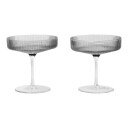 ferm LIVING Ripple champagneglass 2-pakn. Smoked grey