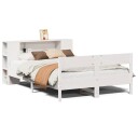  Seng med bokhylle uten madrass hvit 140x200 cm heltre furu 3322949