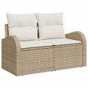  Hagesofa Set med pute med lagring 5 pcs Beige Poly rattan