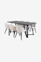 Venture Home   Spisegruppe Maggie med 6 stk spisestoler Valleta   Svart