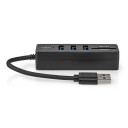 Nedis USB 3.2 Hub med 5 Porter og SD/MicroSD Lesing, Sort