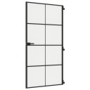 vidaXL Innerdør slank svart 102,5x201,5 cm herdet glass og aluminium