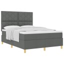  Box Spring Seng med madrass Mørkegrå 140x200 cm Stoff