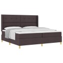  Box Spring Seng med Madrass Mørk Brun 200x200 cm Stoff