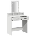  Sminkebord med LED lamper Hvit 79x41x140 cm