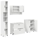  Baderomsinnredningssett med skuff 4 pcs Hvit 30 x 35 x 192 cm