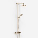 Hassel & Teudt HRL10 II S01 Smartterm Dusjstangsett M/Ø21cm Rain Deluxe Med Easyclean Polert Messing Naturlig