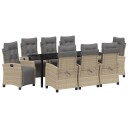  9-delt hage spisestuesett beige poly ratt