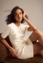 Bubbleroom Knitted Gold Button Dress