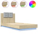  Sengeramme med hodegavl og LED-lys sonoma eik 100x200 cm 8721012277618