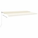 vidaXL Manuell uttrekkbar markise med LED 600x300 cm kremhvit