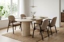 Uppveda Spisegruppe 180 cm Oval Travertin med 4 Reciclar Spisestoler - Travertin/Greige