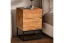 Nattbord Wohnling Moderne utseende med 2 skuffer laget av solid sheeshamtre i industriell stil -