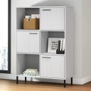 vidaXL Bokhylle med metallben hvit 90x35x128,5 cm heltre OSLO