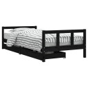 vidaXL Barnesengeramme med skuffer svart 90x200 cm heltre furu 8720845444310