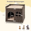 Northix Sammenleggbart Rottingkattehus Med 2 Etasjer Og Puter