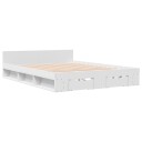  Sengeramme med skuffer hvit 140x190 cm konstruert tre 8721102624155