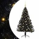  Kunstig Forhåndsopplyst Juletre med 150 LED Svart 150 cm PVC