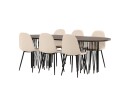 Venture Home Spisegruppe Alismo 220 cm Oval med 6 Nicci Stoler Beige