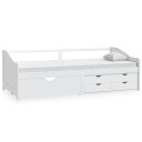 vidaXL Sengeramme 3 seter med skuffer heltre furu 90x200 cm hvit
