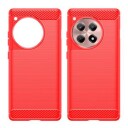 OnePlus 12R/Ace 3 Børstet TPU Deksel Karbonfiber Rød
