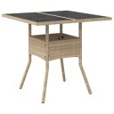  Hagebord med glassplate beige 80x80x75 cm polyrotting 365523