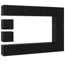  TV benksett Veggmontert 10 pcs Svart eik Konstruert tre