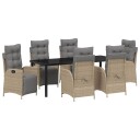  7-delt hagespisesett i Beige Poly Rattan