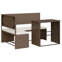  Hagesofa med bord og puter L-formet brun polyrotting 362346
