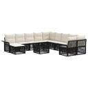 vidaXL Hagesofa Set 12 pcs Svart og Kremhvit polyrotting